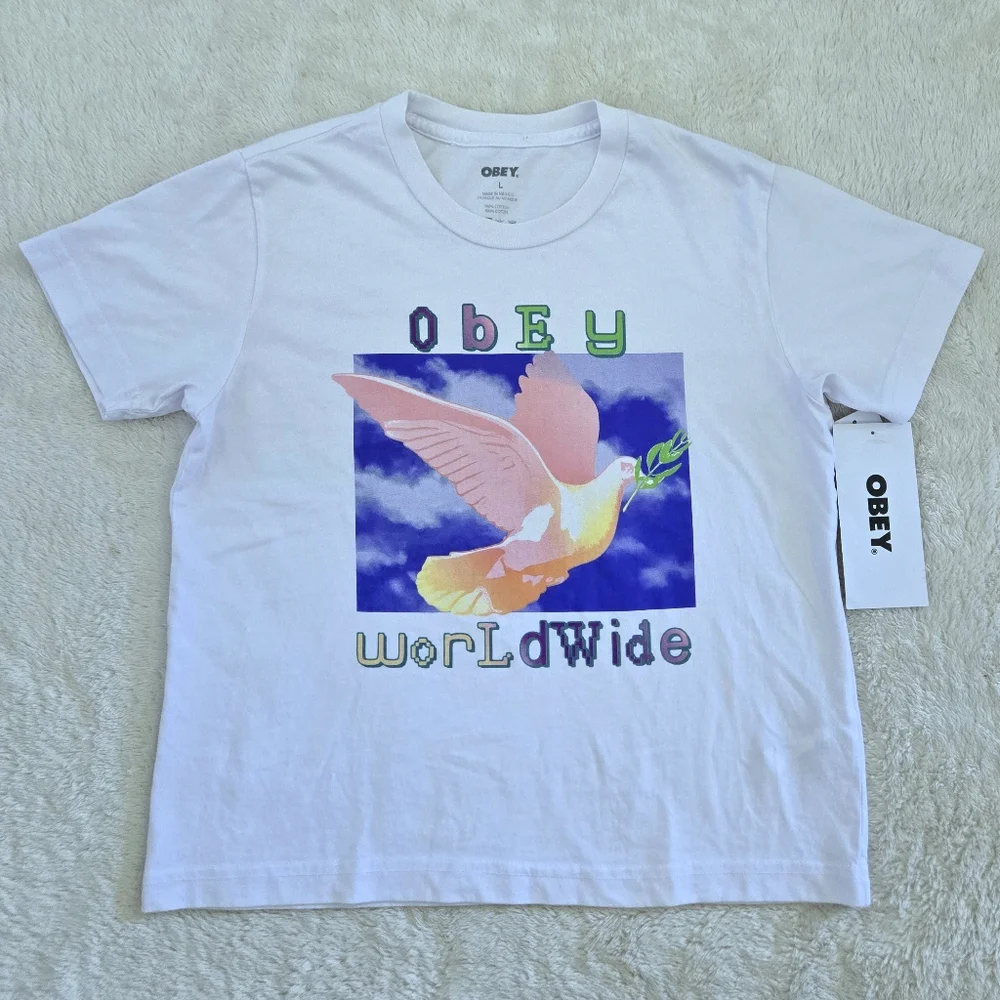 Obey Worldwide🌐 Peace✌️ Dove🕊 Graphic Tee👕 - NWT - Picture 1 of 15